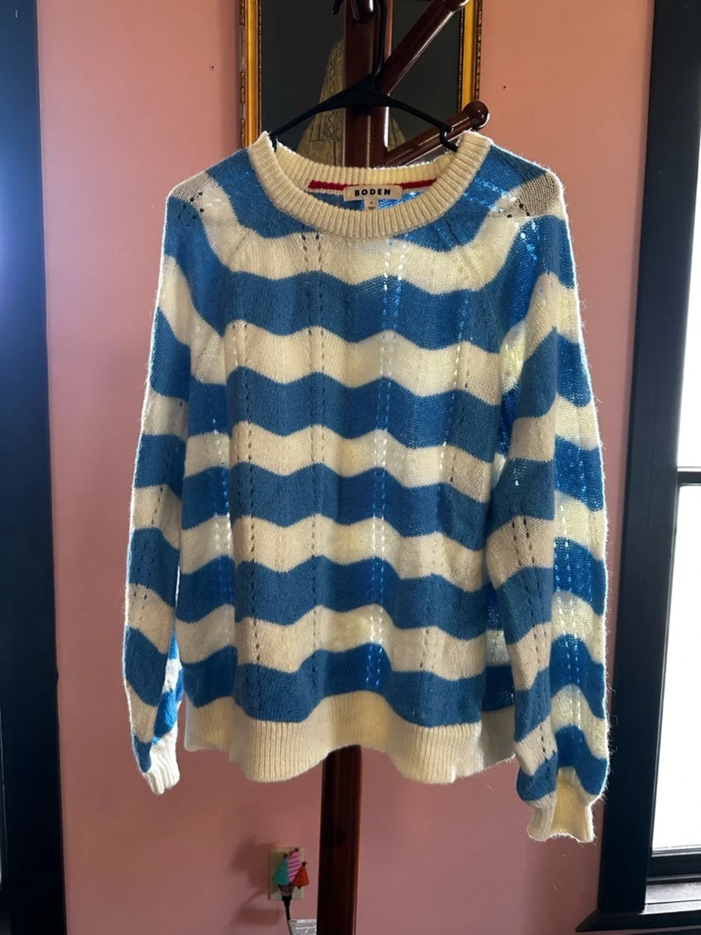 Boden Blue and Cream Stripe Knit Sweater - Picture 1 of 6